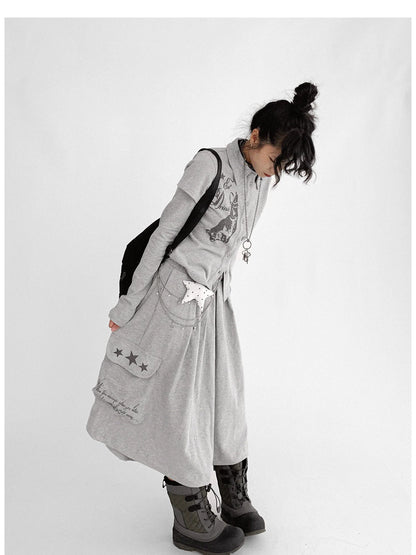 Knitted Skort With 3D Pocket And Print