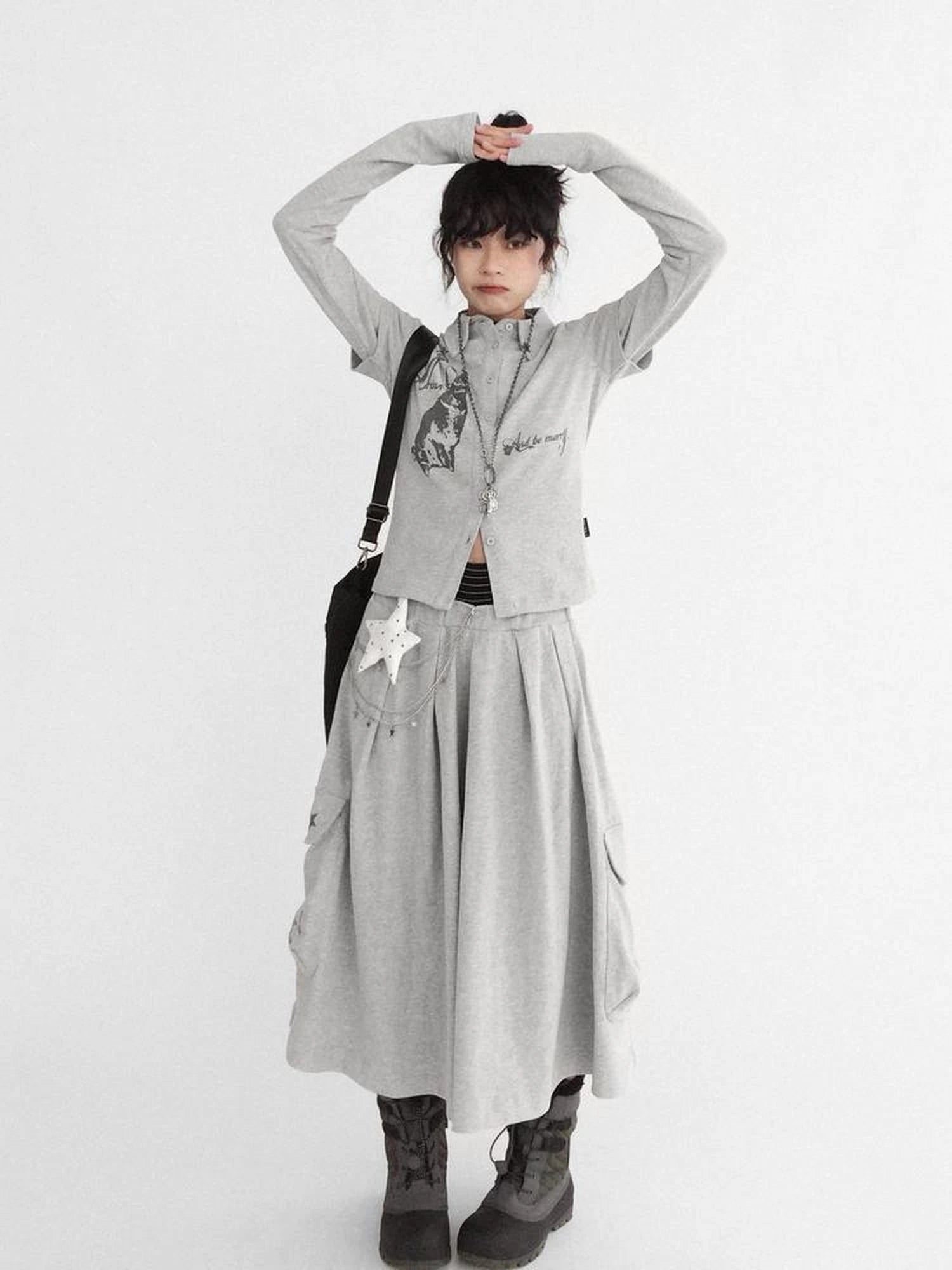 Knitted Skort With 3D Pocket And Print