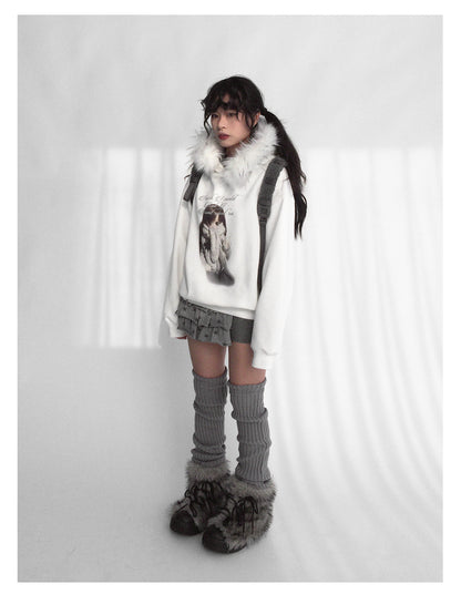 innomoood Layered Star Print Knit Skirt With Detachable Waist Pack