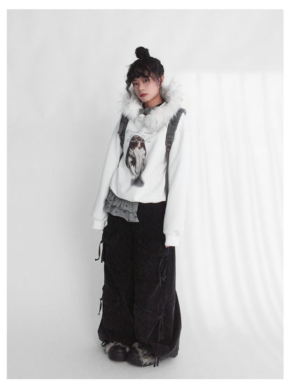 innomoood Layered Star Print Knit Skirt With Detachable Waist Pack
