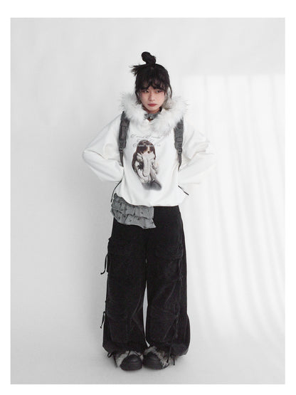 innomoood Layered Star Print Knit Skirt With Detachable Waist Pack