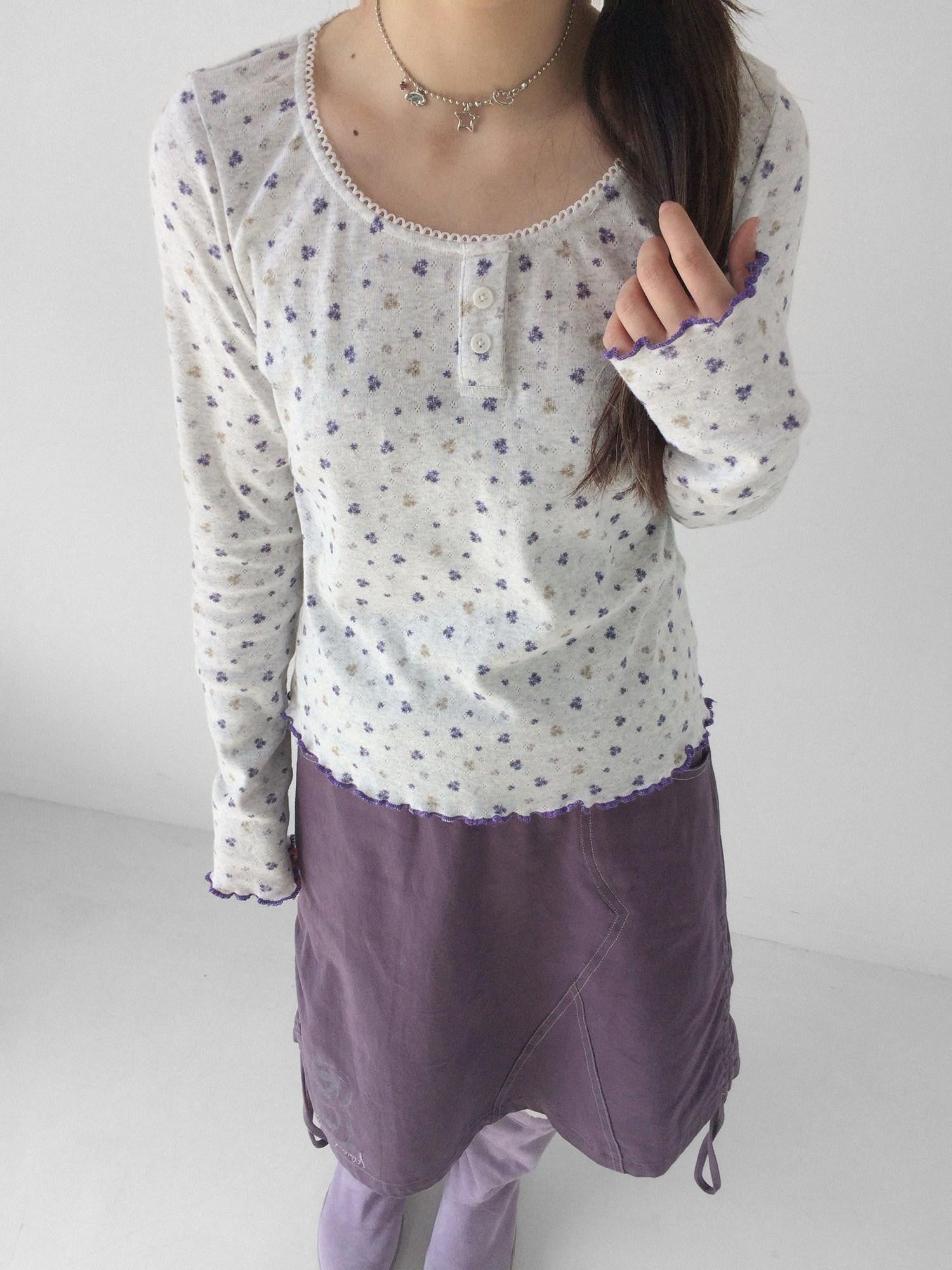 innomoood Light Gray Allover Floral Openwork Knit Women&