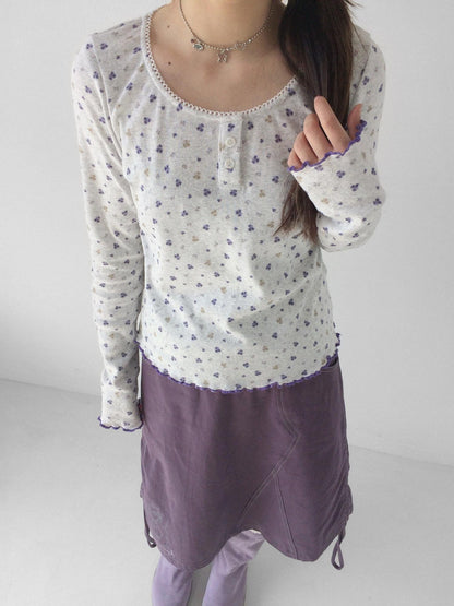 innomoood Light Gray Allover Floral Openwork Knit Women&