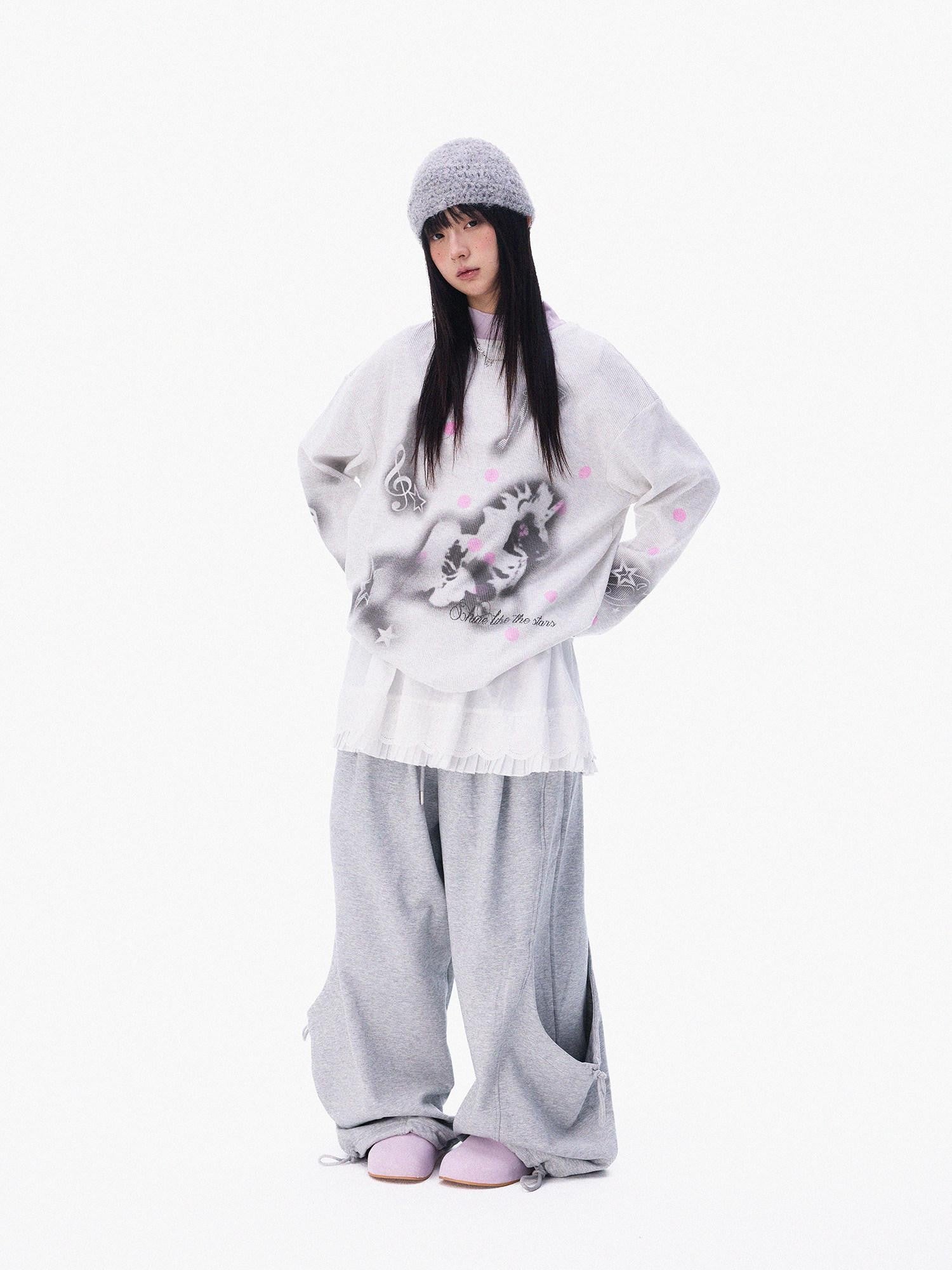 innomoood Light Gray Spray Pony Polka Dot Print Women&