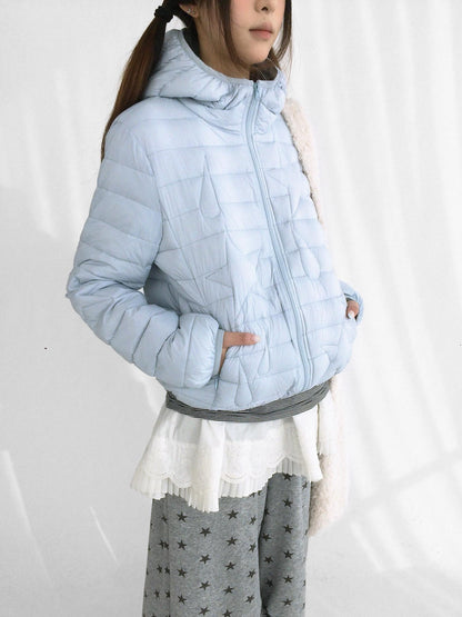 innomoood Lightweight 90 Fill White Duck Down Straight Hooded Short Women Down Jacket