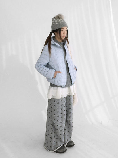 innomoood Lightweight 90 Fill White Duck Down Straight Hooded Short Women Down Jacket