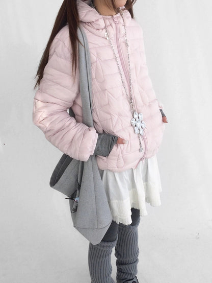 innomoood Lightweight 90 Fill White Duck Down Straight Hooded Short Women Down Jacket