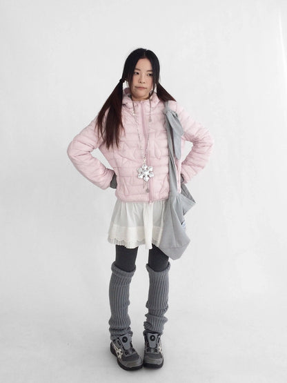 innomoood Lightweight 90 Fill White Duck Down Straight Hooded Short Women Down Jacket