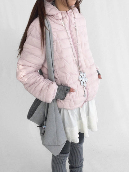 innomoood Lightweight 90 Fill White Duck Down Straight Hooded Short Women Down Jacket