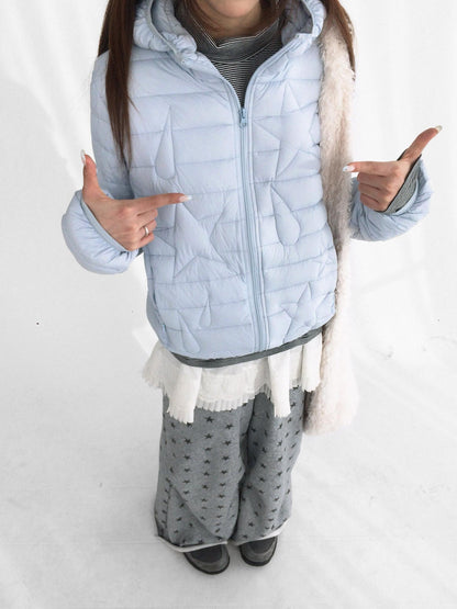 innomoood Lightweight 90 Fill White Duck Down Straight Hooded Short Women Down Jacket