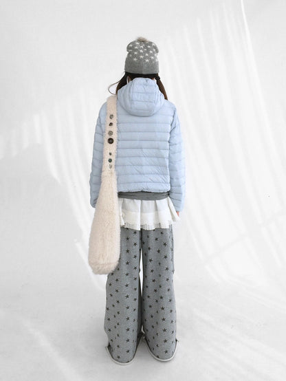 innomoood Lightweight 90 Fill White Duck Down Straight Hooded Short Women Down Jacket