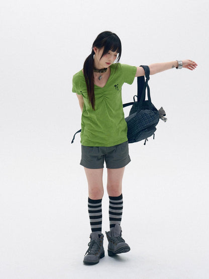 innomoood Lightweight Mountain Pocketed Button Natural Waist Women&