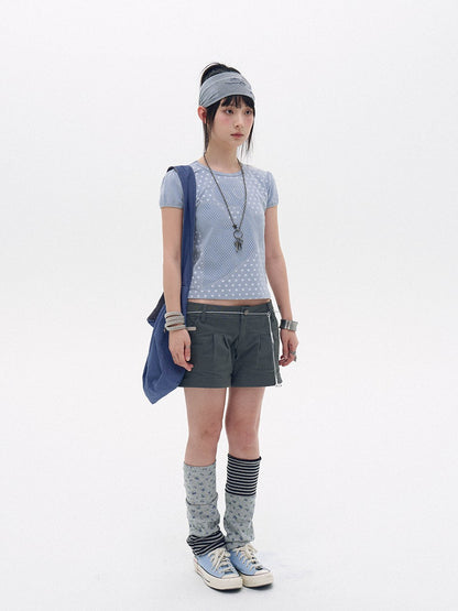 innomoood Lightweight Mountain Pocketed Button Natural Waist Women&