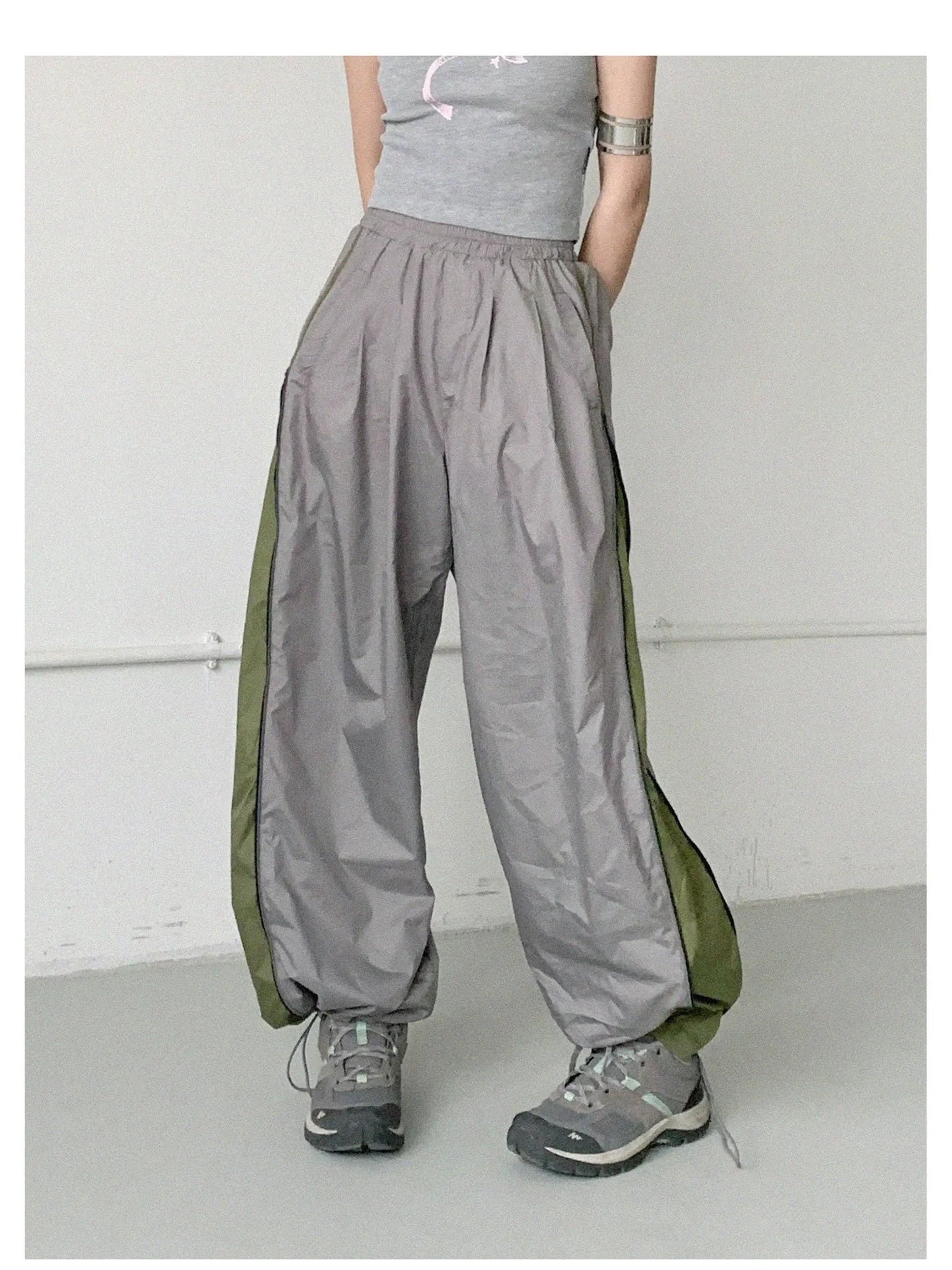 Lightweight Reflective Contrast Zip Outdoor Sports Pants