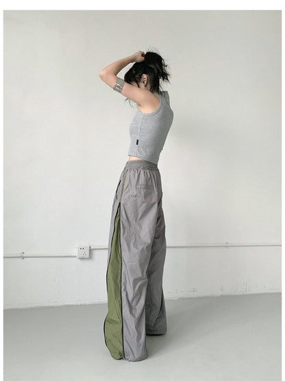 Lightweight Reflective Contrast Zip Outdoor Sports Pants