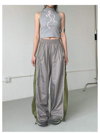 Lightweight Reflective Contrast Zip Outdoor Sports Pants