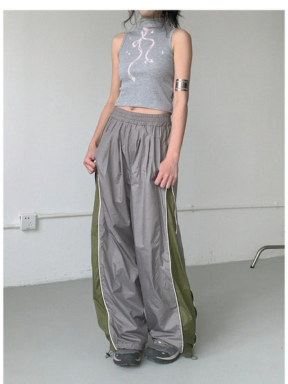 Lightweight Reflective Contrast Zip Outdoor Sports Pants