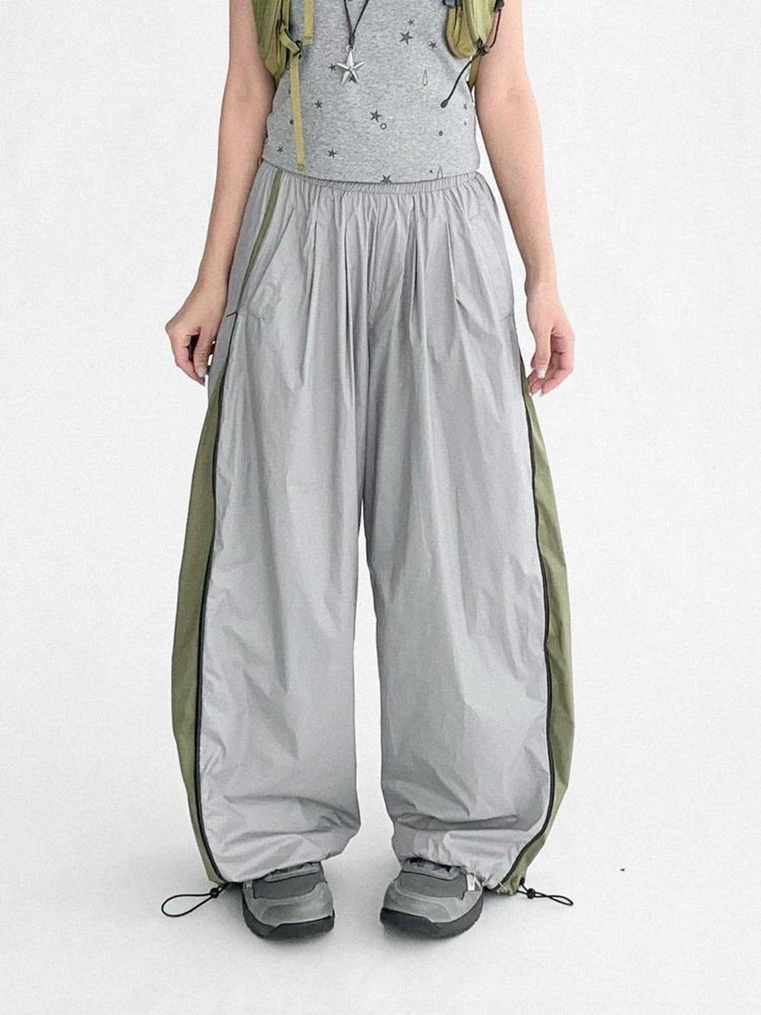 innomoood Lightweight Reflective Contrast Zip Outdoor Sports Pants