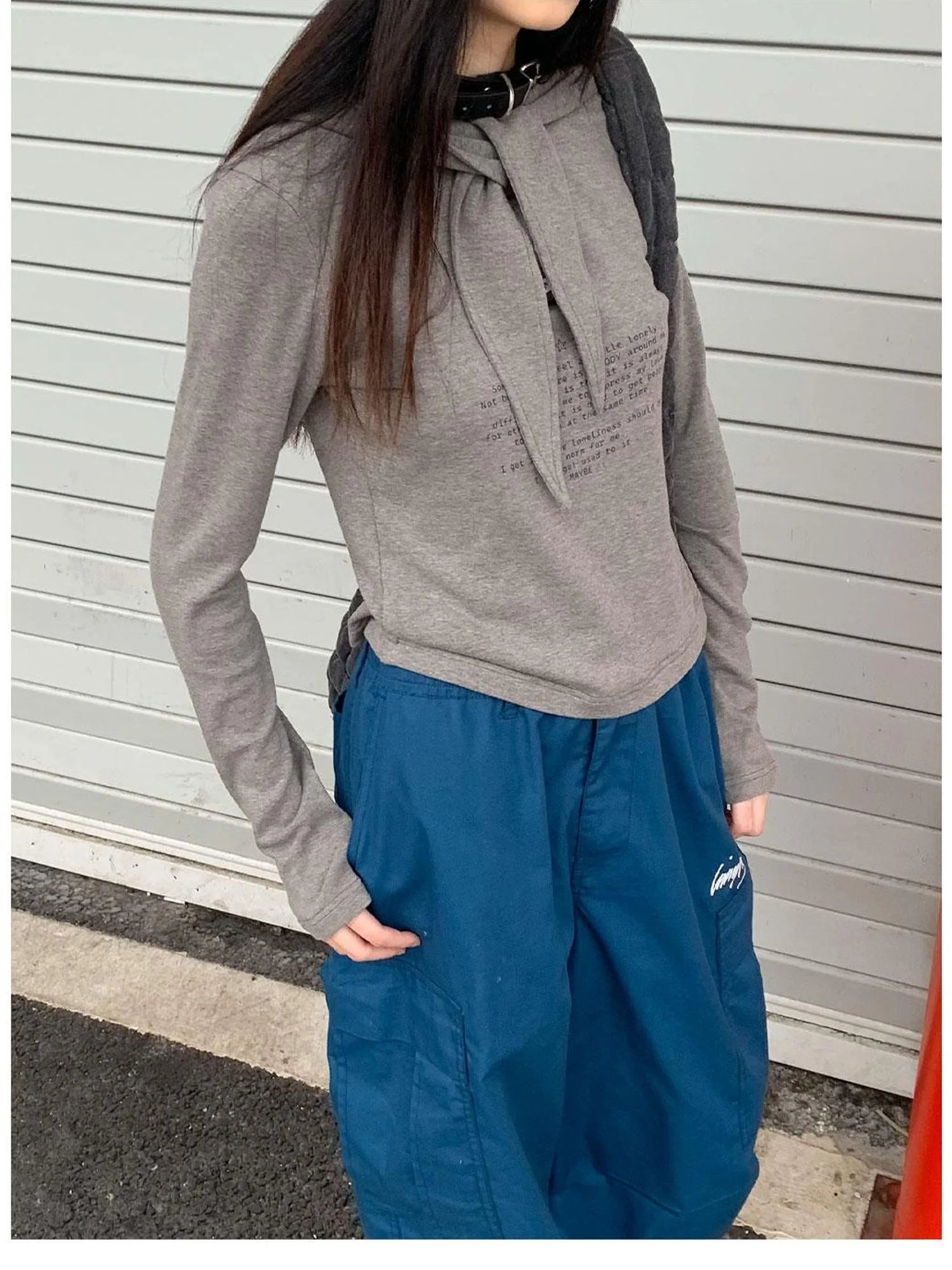 Lonely Letter Print Hooded Long Sleeve T-shirt