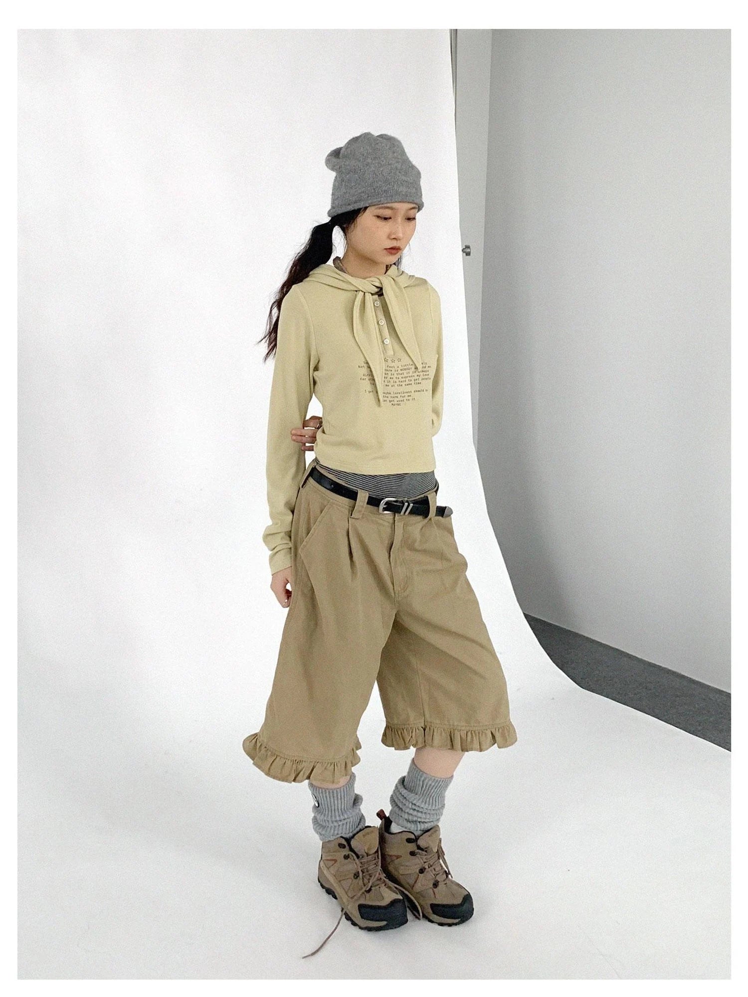 Lonely Letter Print Hooded Long Sleeve T-shirt