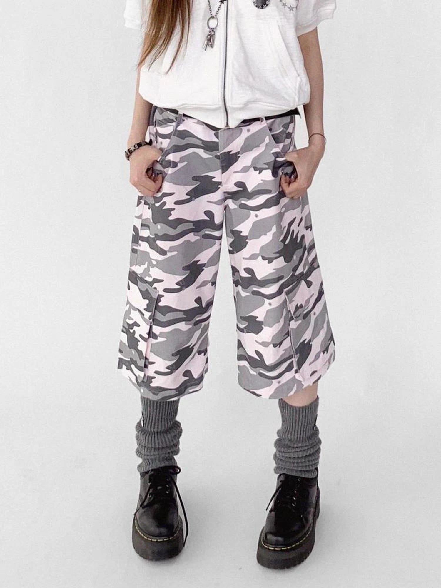 Low Rise Camouflage Cargo Pants Y2K Aesthetic