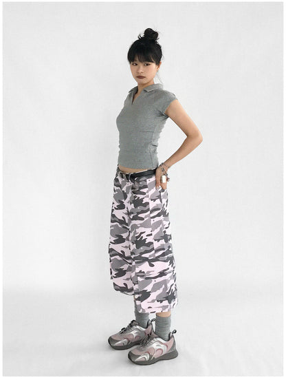 innomoood Low Rise Camouflage Cargo Pants Y2K Aesthetic