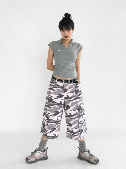 Low Rise Camouflage Cargo Pants Y2K Aesthetic