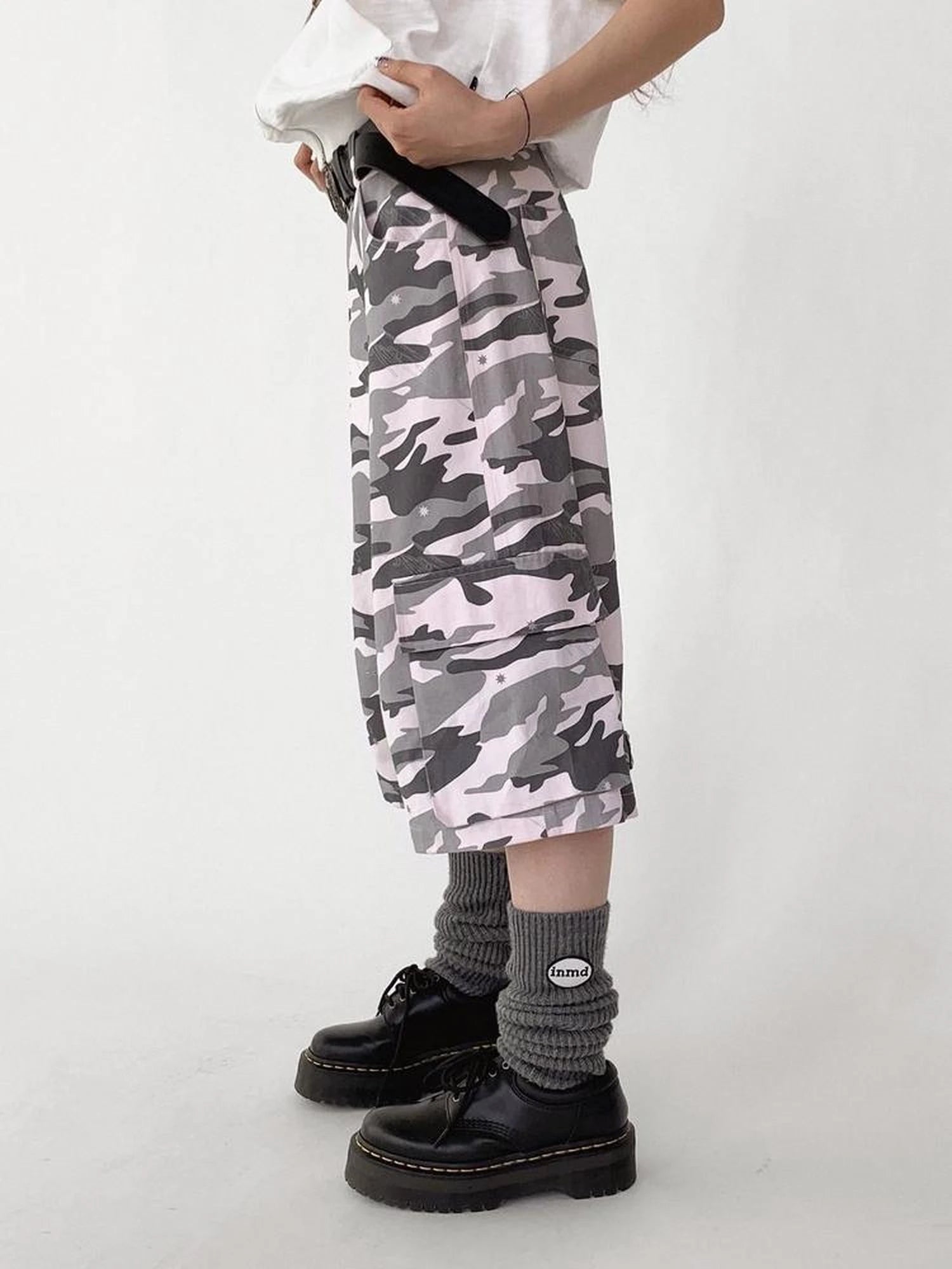 Low Rise Camouflage Cargo Pants Y2K Aesthetic