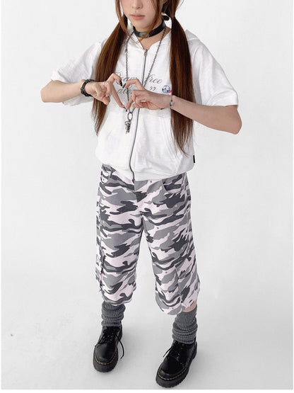 Low Rise Camouflage Cargo Pants Y2K Aesthetic