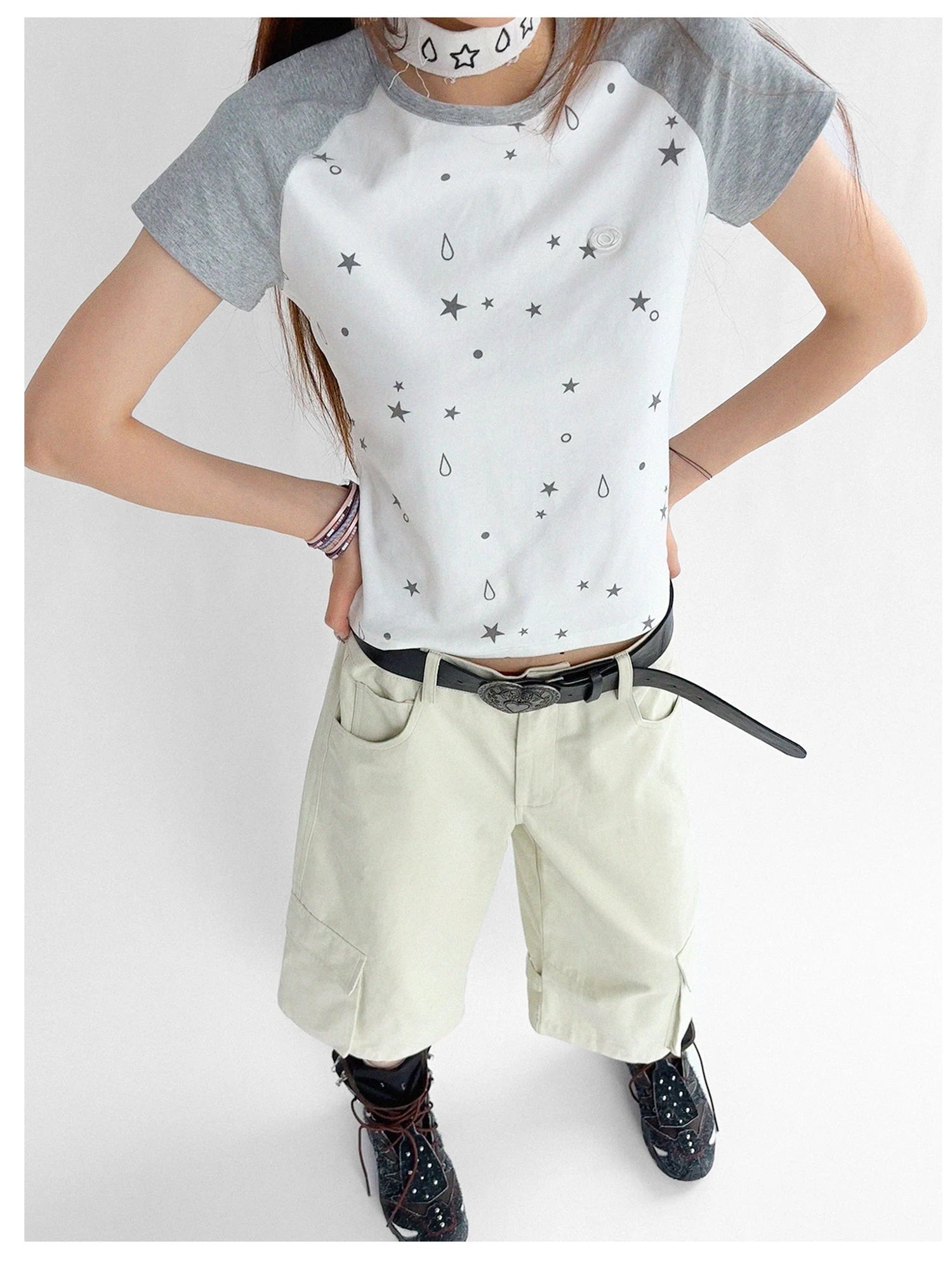 Low Rise Wide Leg Trousers with Adjustable Pockets in Ice Mint