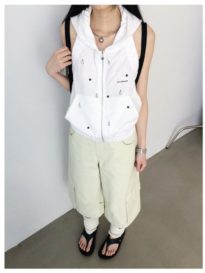 innomoood Low Rise Wide Leg Trousers with Adjustable Pockets in Ice Mint