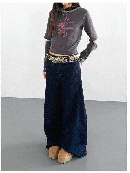 Lucky Words Print Cotton Tee Relaxed Fit Long Sleeve