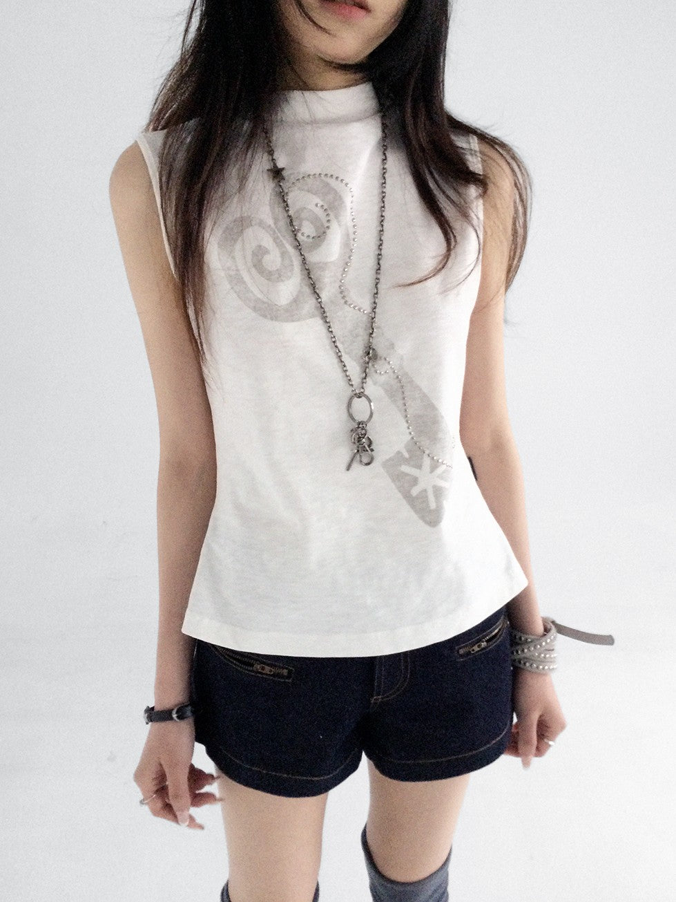 innomoood Memory Key Print Fishtail Half Collar Slim Fit Women&