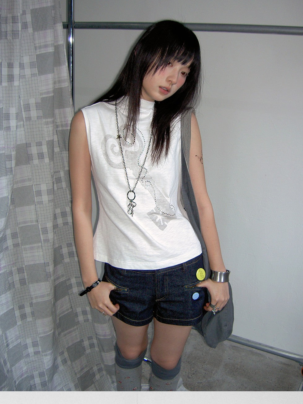 innomoood Memory Key Print Fishtail Half Collar Slim Fit Women&