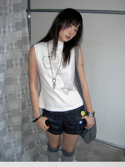 innomoood Memory Key Print Fishtail Half Collar Slim Fit Women&