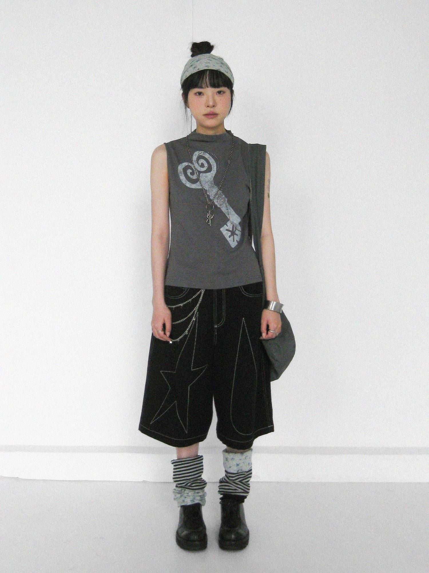 innomoood Memory Key Print Fishtail Half Collar Slim Fit Women&