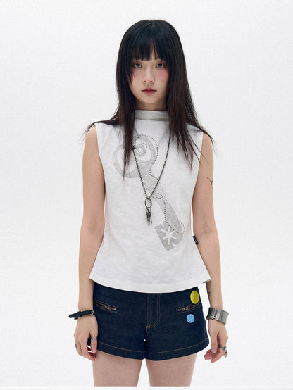innomoood Memory Key Print Fishtail Half Collar Slim Fit Women&