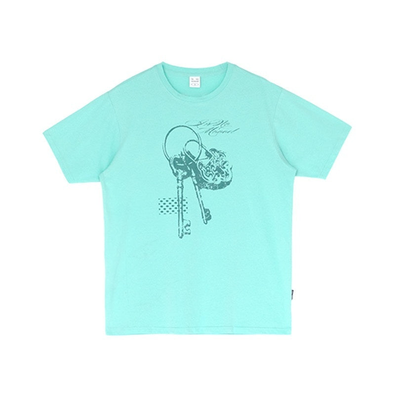 innomoood Mint Green Key Lock Print Loose Crewneck Women&