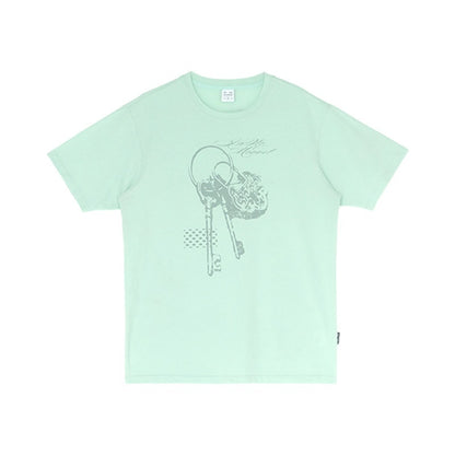 innomoood Mint Green Key Lock Print Loose Crewneck Women&