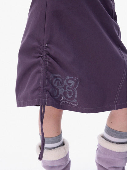 innomoood Mist Purple Distressed Embroidered Elastic Waist Women&