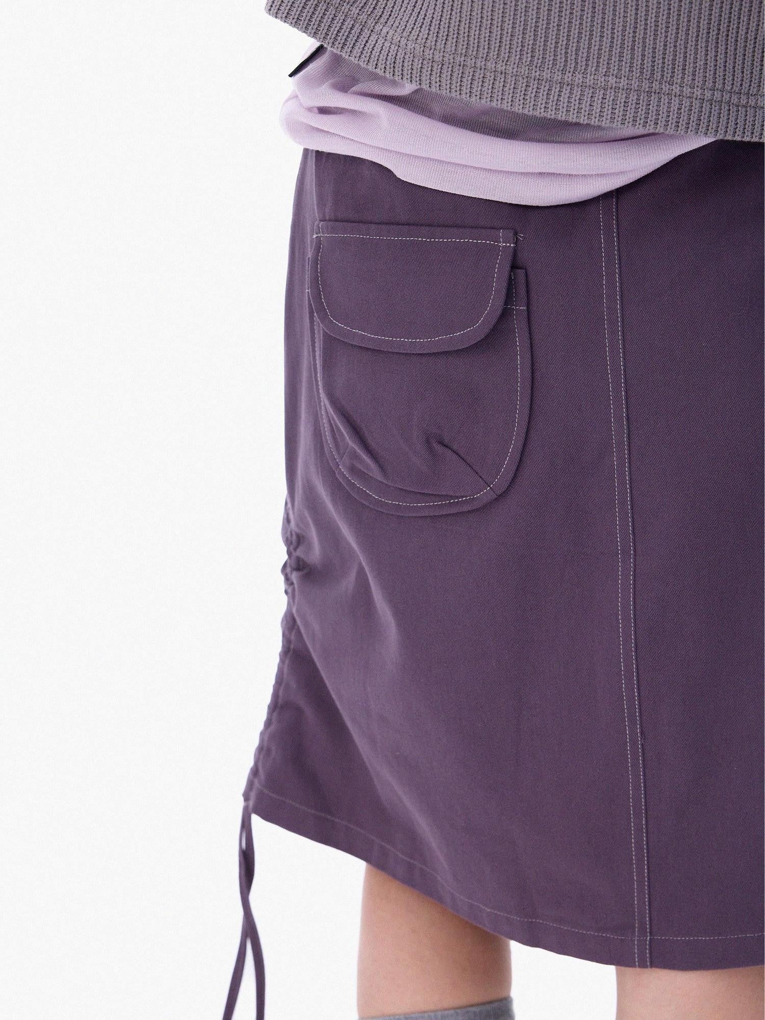 innomoood Mist Purple Distressed Embroidered Elastic Waist Women&