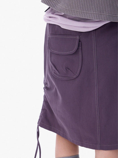 innomoood Mist Purple Distressed Embroidered Elastic Waist Women&