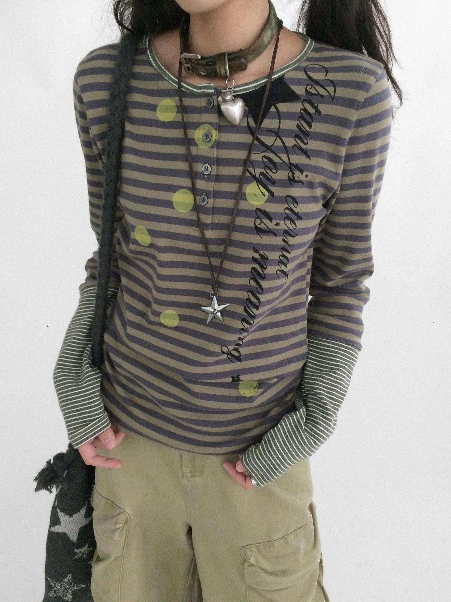 innomoood Moisture Wicking Psychedelic Striped Patchwork Straight Fit Women T-Shirt