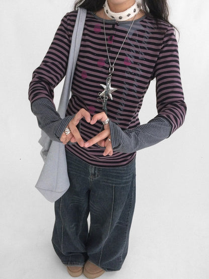 innomoood Moisture Wicking Psychedelic Striped Patchwork Straight Fit Women T-Shirt