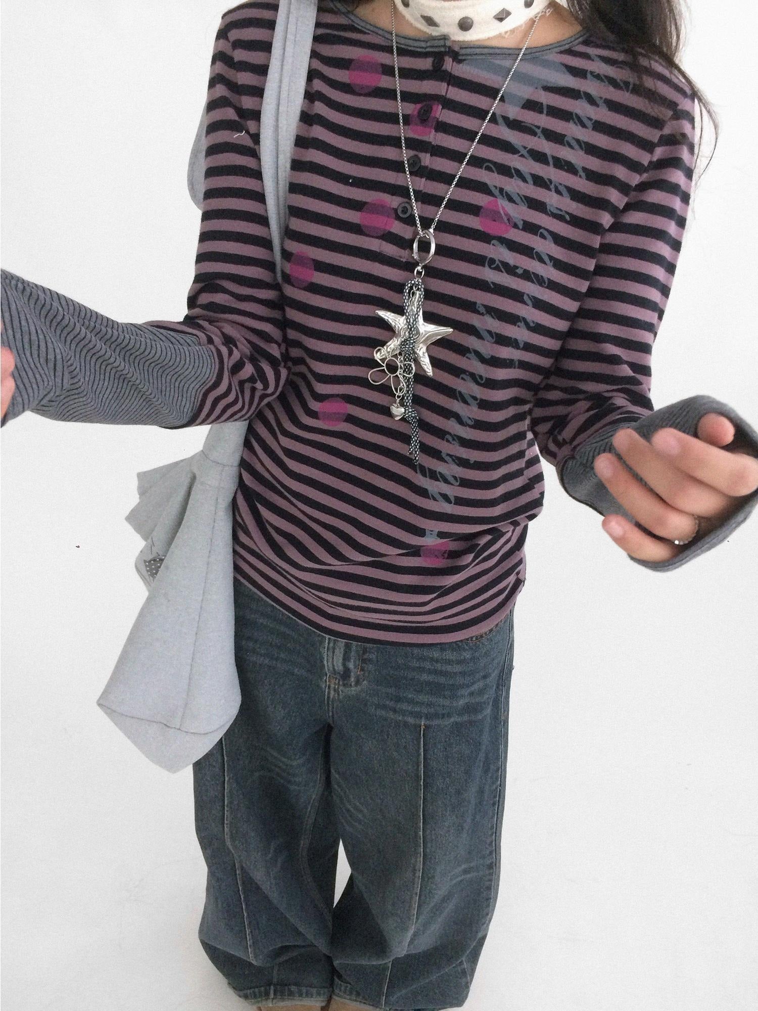 innomoood Moisture Wicking Psychedelic Striped Patchwork Straight Fit Women T-Shirt