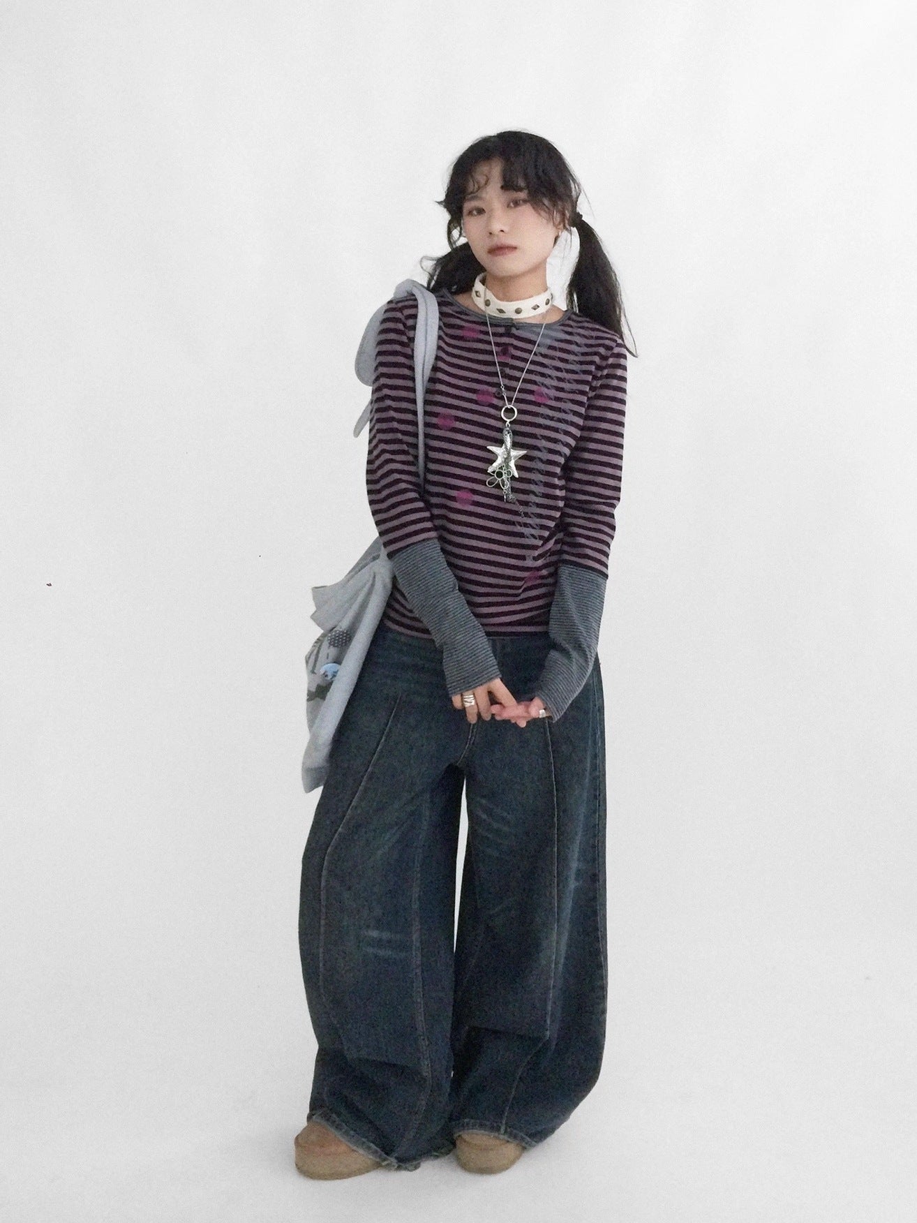 innomoood Moisture Wicking Psychedelic Striped Patchwork Straight Fit Women T-Shirt