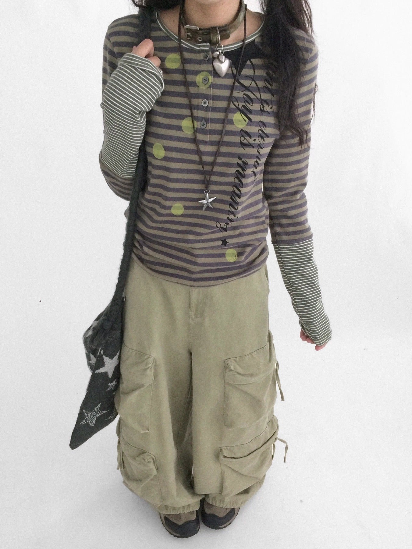 innomoood Moisture Wicking Psychedelic Striped Patchwork Straight Fit Women T-Shirt