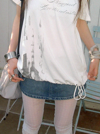 innomoood Multiway Asymmetric Drawstring Letter Print Women&