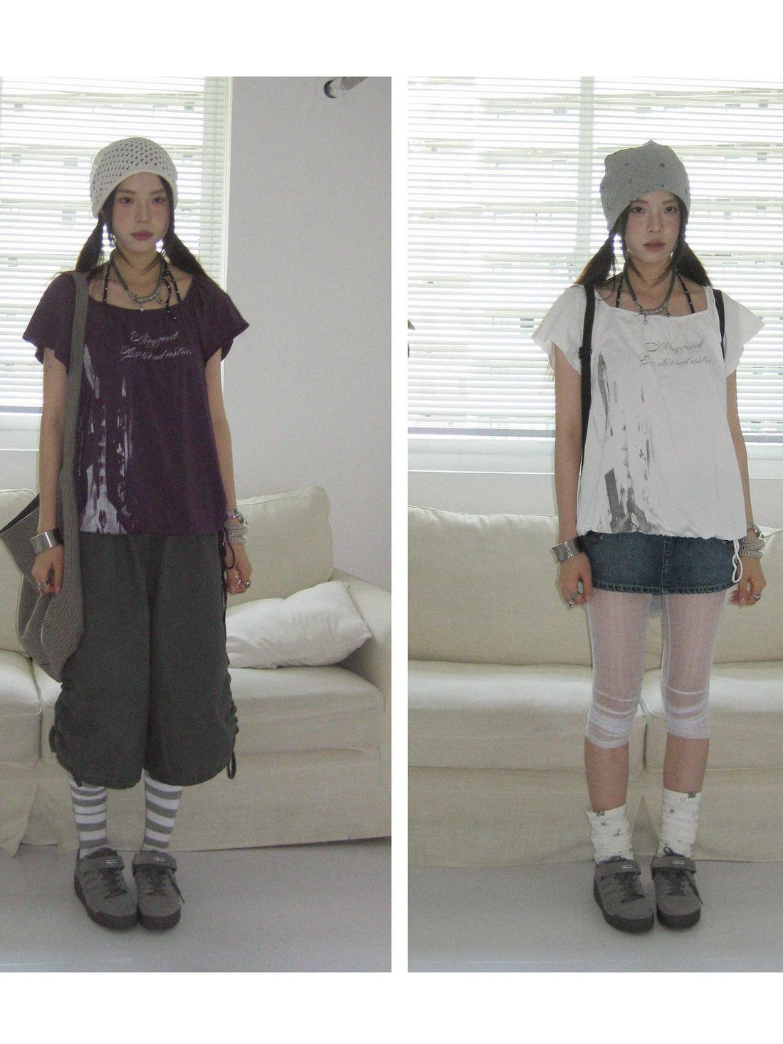 innomoood Multiway Asymmetric Drawstring Letter Print Women&
