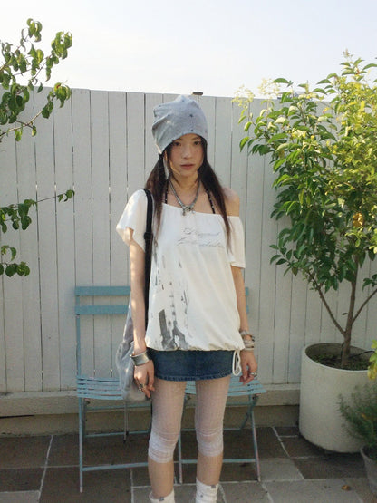 innomoood Multiway Asymmetric Drawstring Letter Print Women&